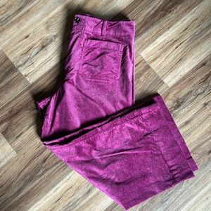 Anthropologie Colette Cropped Wide-Leg Corduroy Pants by Maeve in Plum